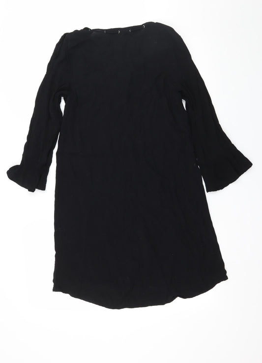 Lunik Womens Black Basic Blouse Size M - Lace up detail