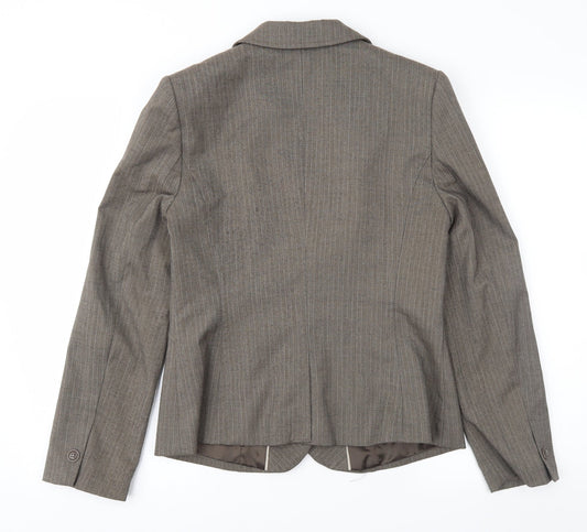 NEXT Womens Brown Striped Jacket Suit Jacket Size 12