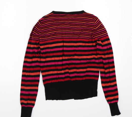 Warehouse Womens Black Striped Cardigan Jumper Size 10