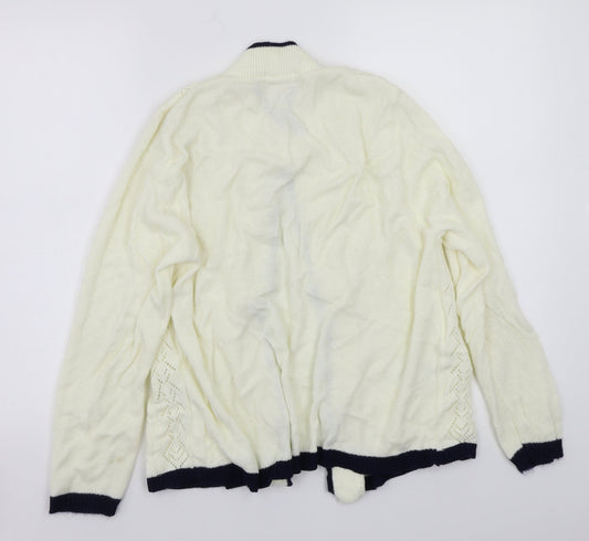 Glimpse Design Womens White Cardigan Jumper Size L