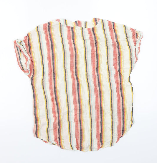 Papaya Womens White Striped Basic Blouse Size 8