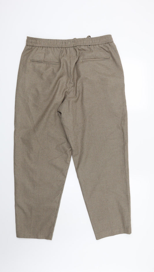 Loom Womens Brown Houndstooth Trousers Size 34 in L32 in