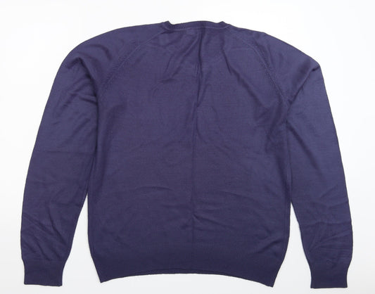 F&F Mens Blue Knit Pullover Jumper Size S