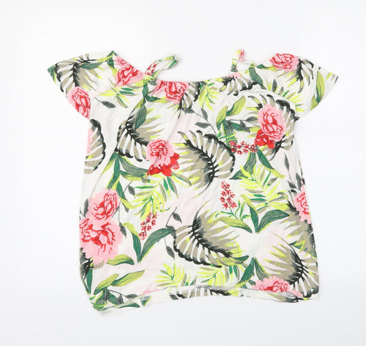 Dorothy Perkins Womens White Floral Basic Blouse Size 8
