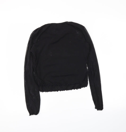Avon Womens Black Cropped Blouse Size 10