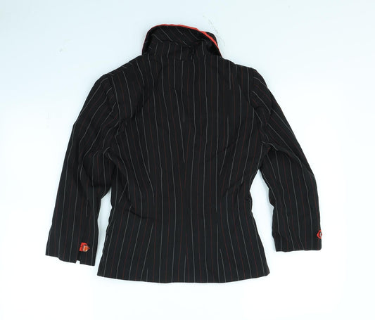 HFN Womens Black Striped Jacket Size 14 - shoulder pads
