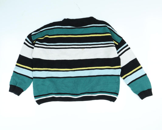 Divided Womens Green Striped Pullover Jumper Size L