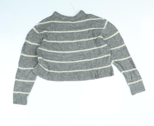 Divided Womens Grey Striped Pullover Jumper Size M