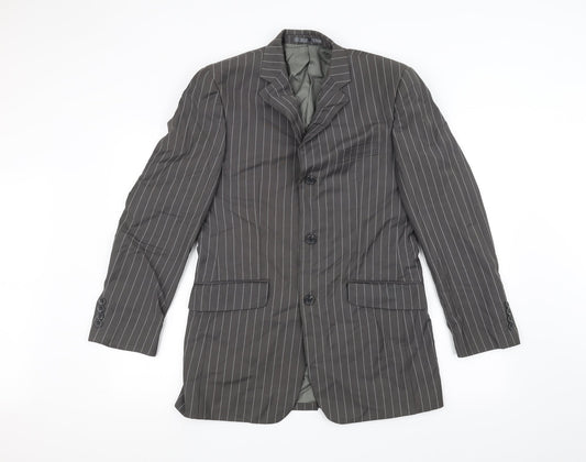 Fellini Mens Grey Striped  Jacket Suit Jacket Size 36