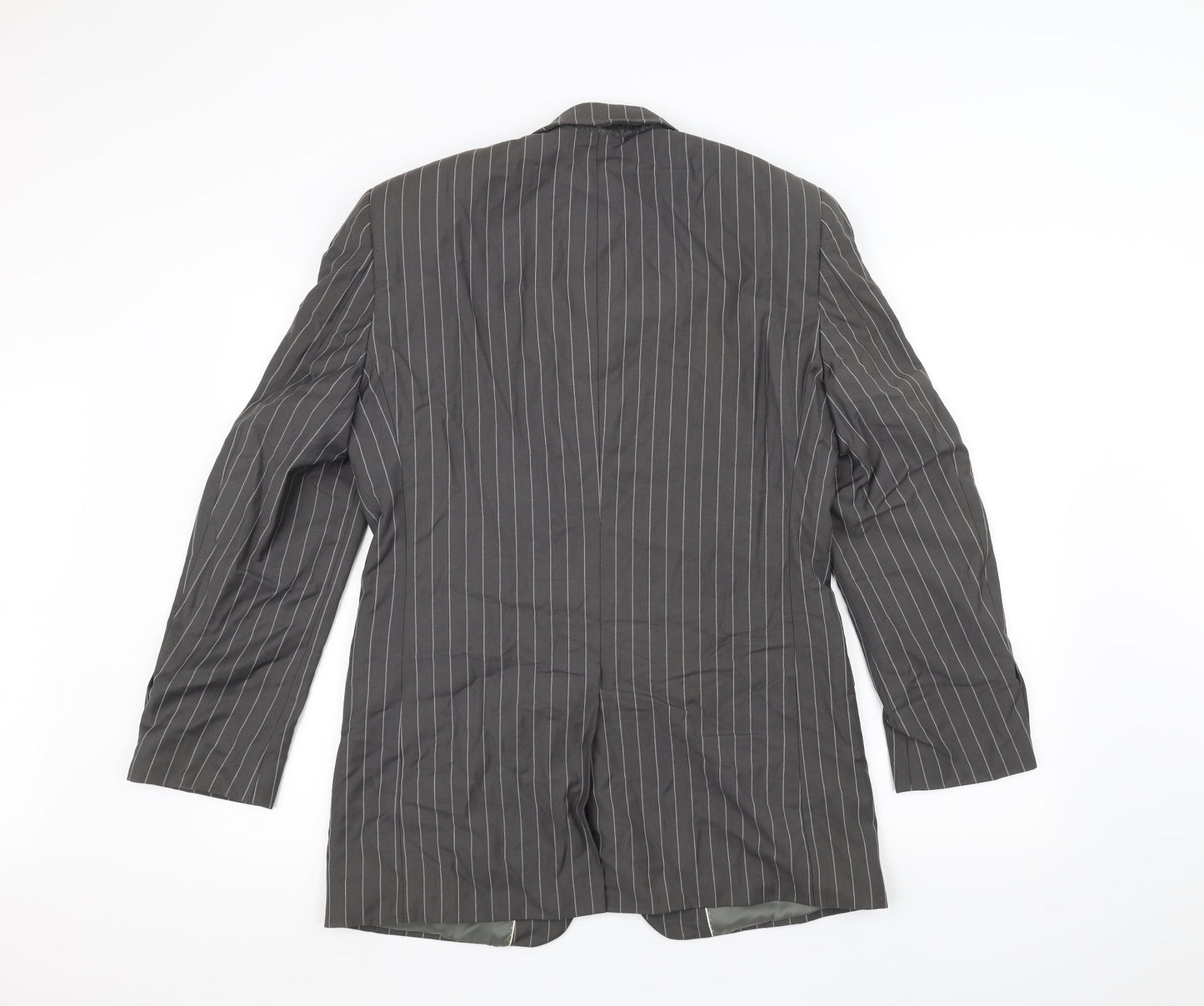 Fellini Mens Grey Striped  Jacket Suit Jacket Size 36