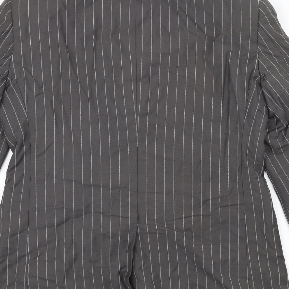 Fellini Mens Grey Striped  Jacket Suit Jacket Size 36