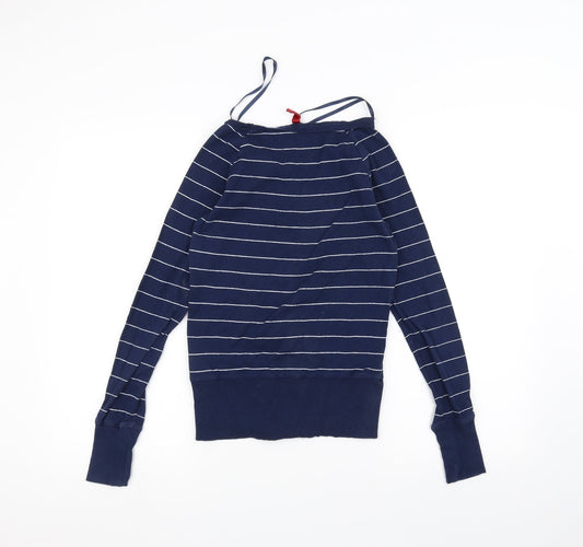 H&M Womens Blue Striped Pullover Jumper Size 10