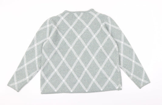 Love Knit Womens Green Argyle/Diamond Knit Pullover Jumper Size 16