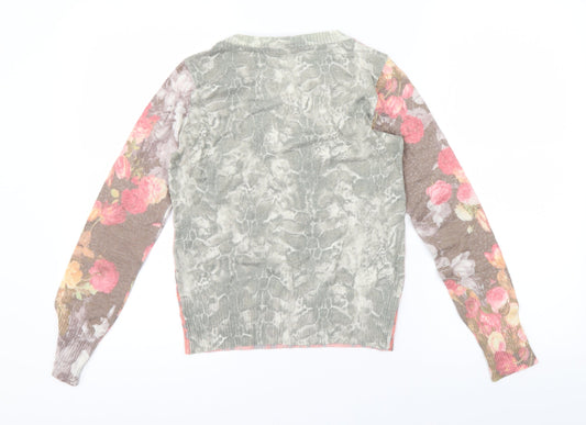 Evalinka Womens Pink Animal Print Pullover Jumper Size 2