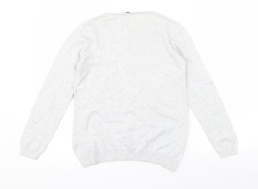 Petite Womens Grey Floral Pullover Jumper Size 10