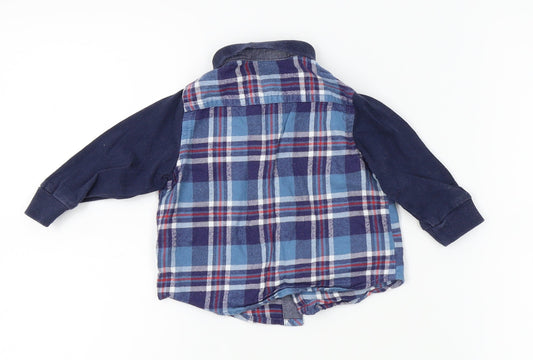 Matalan Boys Blue Plaid Basic Dress Shirt Size 3-6 Months