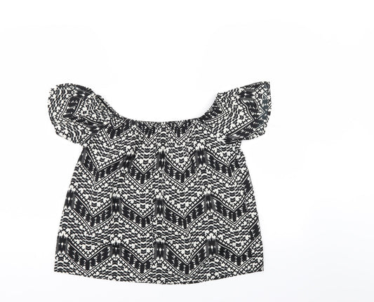 Primark Womens Black Geometric Basic Blouse Size 10