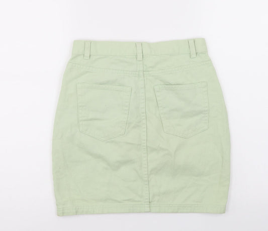 Monki Womens Green Denim A-Line Skirt Size 6