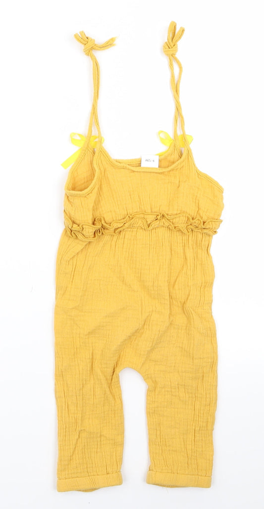 Preworn Girls Yellow Dungaree One-Piece Size 12 Months