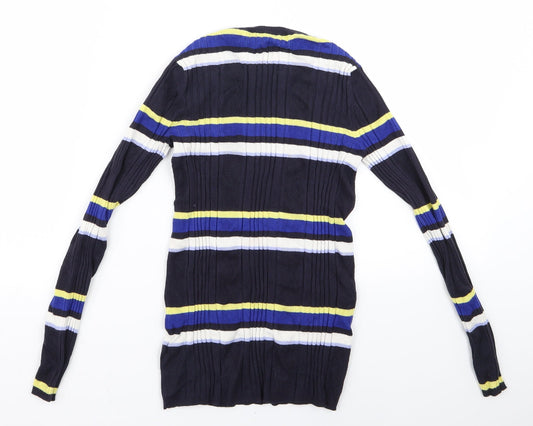 m&s Womens Multicoloured Striped Rayon Pullover Jumper Size 10