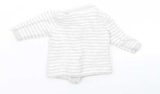 m&s Baby Grey Striped Pullover Jumper Size 0-3 Months