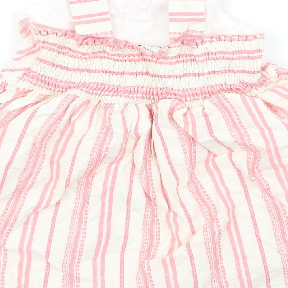 Brand and care label for F7f Baby Pink Striped A-Line, size 3-6, Months
