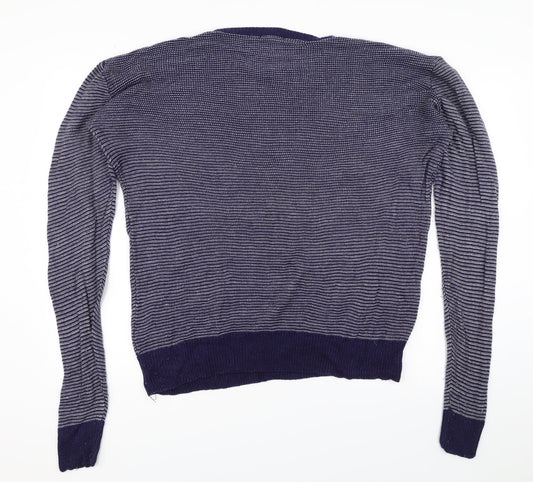 Pep&Co Womens Black Striped Pullover Jumper Size L