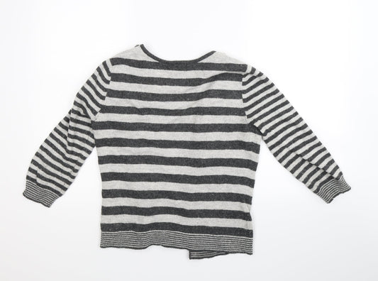 Per Una Womens Grey Striped Full Zip Jumper Size S