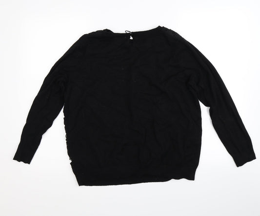 Soon Womens Black Floral Pullover Jumper Size 18