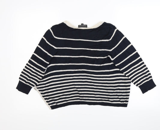 Wearhouse Womens Black Striped Pullover Jumper Size 10