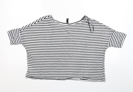 Divided Womens White Striped Basic Blouse Size M