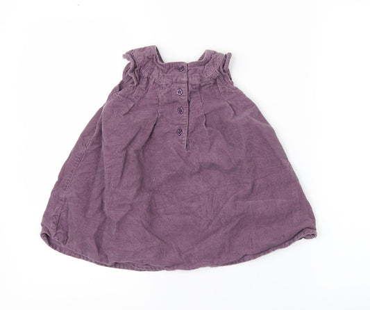 Mini Club Girls Purple Corduroy Pinafore/Dungaree Dress Size 6-9 Months