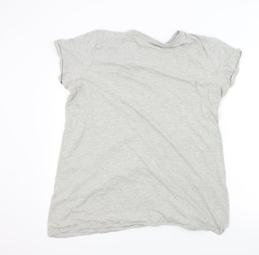 woman Womens Grey Colourblock Basic T-Shirt Size 2XL - Tie at front