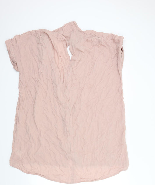 Saint Womens Pink Basic Button-Up Size 2XL - Open Back