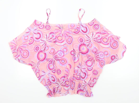 bonus moda Womens Pink Geometric Basic Blouse Size XL