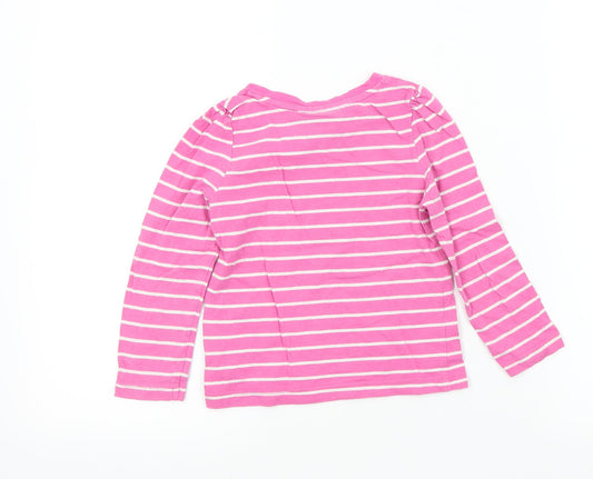 fun spirit Girls Pink Striped Basic T-Shirt Size 4 Years
