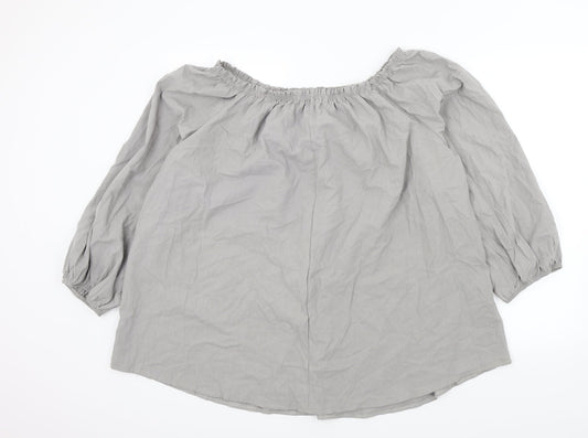 MissLook Womens Grey Colourblock Basic Blouse Size 2XL