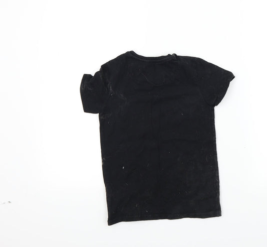 M&S Boys Black Houndstooth Basic T-Shirt Size 6-7 Years