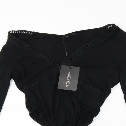 PRETTYLITTLETHING Womens Black Leotard One-Piece Size 12