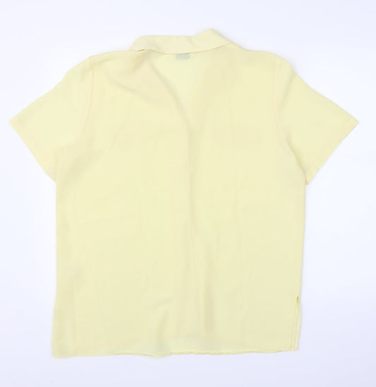 Design Essentials Womens Yellow Basic Blouse Size 16