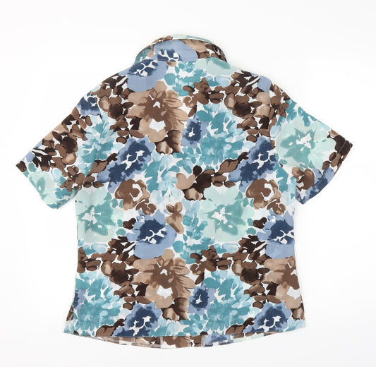Preworn Womens Blue Floral Basic Blouse Size M