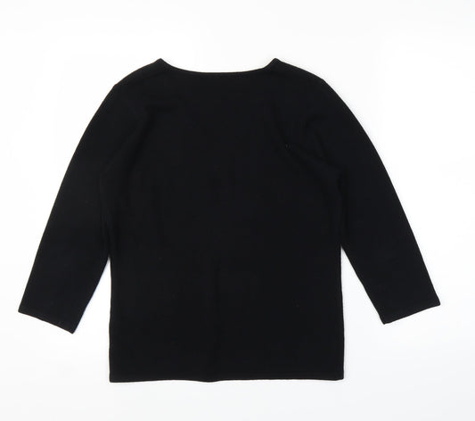 BHS Womens Black Floral Pullover Jumper Size 12