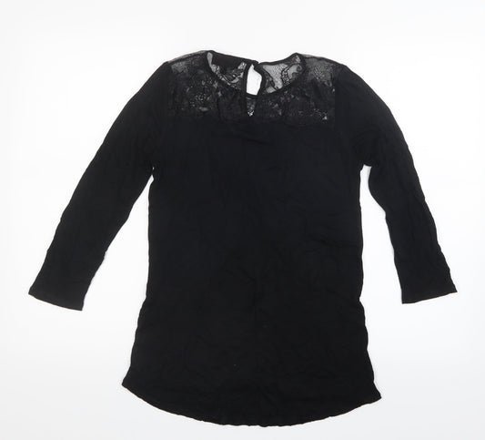 Warehouse Womens Black Basic T-Shirt Size 10