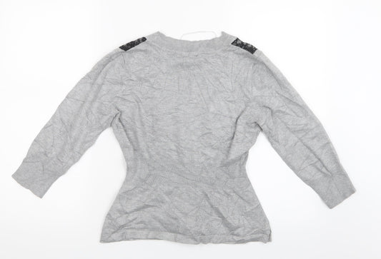 Carry Formal Womens Grey Knit Cardigan Jumper Size M