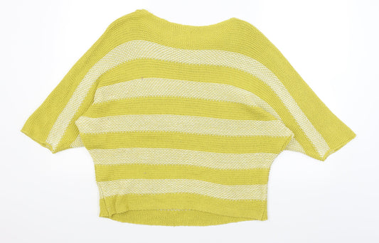 Isabella D Womens Yellow Striped Pullover Jumper Size M