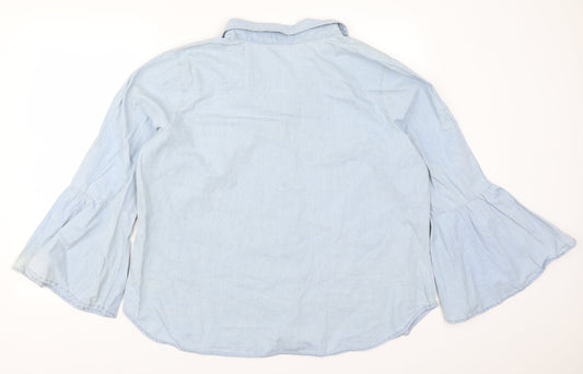 Alexander Jordan Womens Blue Denim Basic Button-Up Size XL