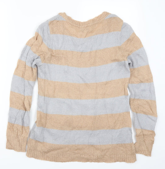 Marks and Spencer Womens Beige Striped Pullover Jumper Size 10 - Owls