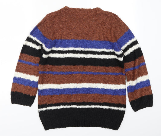 Debenhams Womens Brown Striped Pullover Jumper Size 12 - Blue
