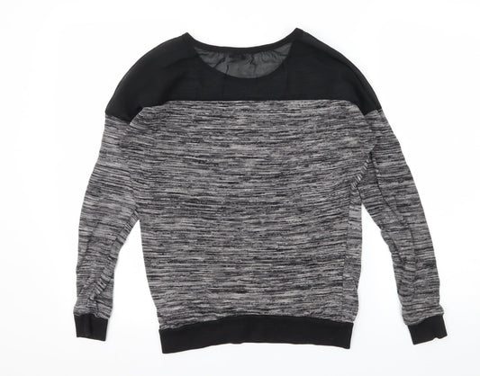 New Look Womens Grey Striped Knit Pullover Jumper Size 8
