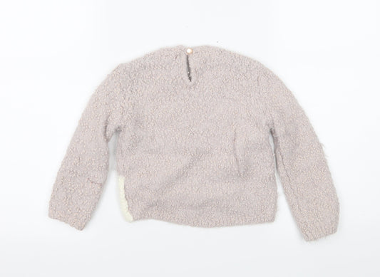 Preworn Girls Pink Knit Pullover Jumper Size 2 Years - Cat